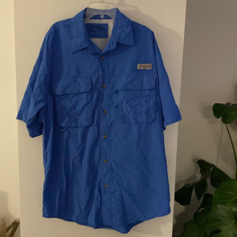 BIMINI BAY OUTFITTERS LTD blue fishing hiking shirt vents M outdoor athletic